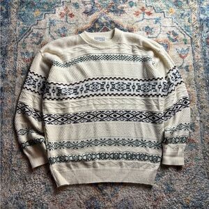 Vintage Great Canadian Rugged Wear Striped Abstract Sweater Size XL